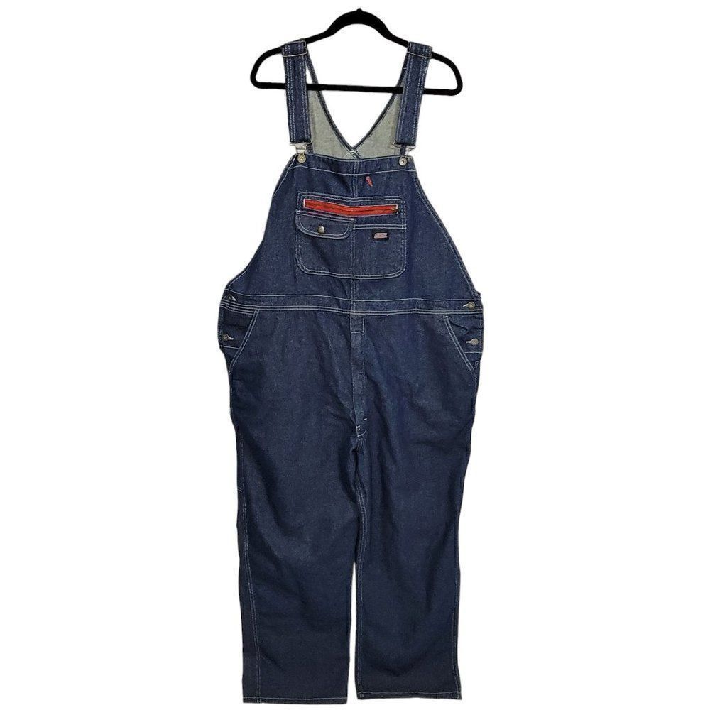 Dickies Bib Overalls Men 2XL XXL Carpenter Blue Jean Denim Pockets Workwear NEW
